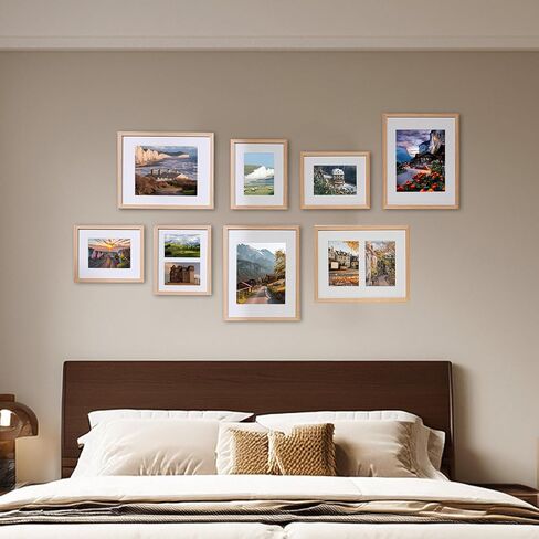 11 x 14 Solid Wood Picture Frame with Tempered Glass 1 Pack, Natural Wooden Photo Frame with Mat to 8" x 10" & 5" x 7" Picture for Tabletop and Wall Mounting, 11 by 14 Wood Frame, Light Wood in Saudi Arabia