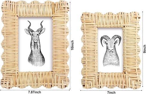 2 Pack Woven Rattan Picture Frame Set,4x6 & 5x7 Scalloped Picture Frame with Stand,Exquisite Handmade Wicker Photo Frame for Many Home Decor Style in Saudi Arabia