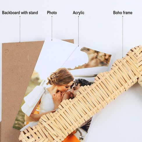 2 Pack Woven Rattan Picture Frame Set,4x6 & 5x7 Scalloped Picture Frame with Stand,Exquisite Handmade Wicker Photo Frame for Many Home Decor Style in Saudi Arabia