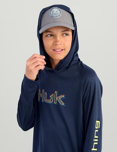 HUK Boys' Pursuit Long Sleeve Graphic Hoodie, Lightweight, UPF Sun Protection, Quick-Drying Fishing Shirt in Saudi Arabia