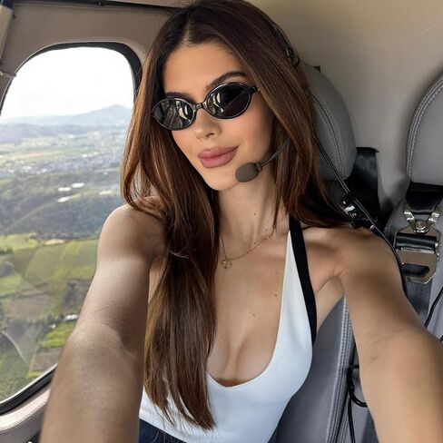 Retro Oval Sunglasses for Women Trendy Small Vintage Round Sun Glasses UV Protection in Kuwait
