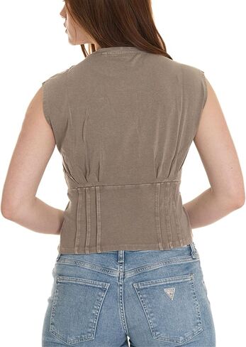 GUESS Women's Sleeveless Nautical Logo Corset Tee in Saudi Arabia
