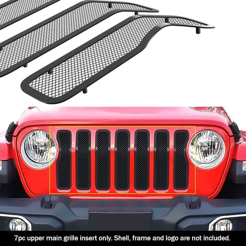 APS Premium Stainless Steel Black Mesh Grille Grill Insert Compatible with Jeep Gladiator 2020 2021 Main Upper N19-H54057J in Saudi Arabia