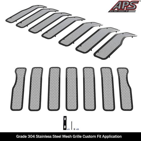 APS Premium Stainless Steel Black Mesh Grille Grill Insert Compatible with Jeep Gladiator 2020 2021 Main Upper N19-H54057J in Saudi Arabia