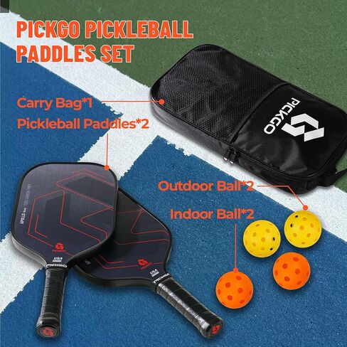 Pickleball Paddlles ، مجموعة Pickleball Paddles من الألياف الزجاجية من 2 ، مضربات Bickleball خفيفة الوزن مع حقيبة حمل المخلل ، للمبتدئين والمحترفين in Saudi Arabia