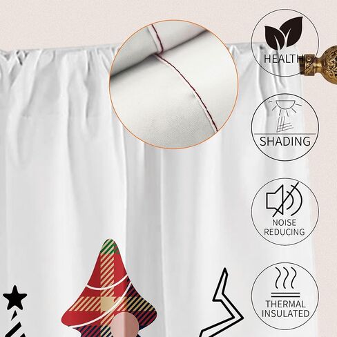 Christmas Valances Wreath Window Short Curtain Valances for Kitchen Bathroom, Rod Pocket Christmas Ornament Ball Small Window Treatment Valances 52x18inch, Red in Saudi Arabia