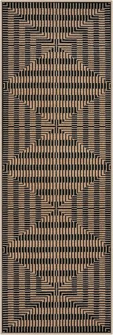 LIVEBOX Washable Jute Look Indoor Outdoor Area Rug 3x5, Non Slip Entryway Front Door Porch Rugs, Boho Geometric Diamond Striped Carpet Mat for Entrance,Office,Kitchen (3'x5', Black) in Saudi Arabia
