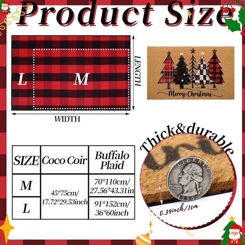 2 Pcs Football Front Porch Rug Buffalo Plaid Football Door Mat Imitation Coco Coir Football Welcome Layering Rug for Outdoor(Black and White 1,28 x 43 Inch,Football) in Saudi Arabia