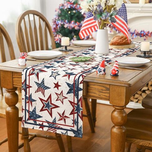 الرابع من يوليو ، عداء طاولة الجدول ، 4 يوليو ، ديكورات ديكور ميموريال يوم الذكرى الأزرق للديكور الأزرق الوطني ليوم الاستقلال في المنزل ديكورات طاولة حفلات الأركان (13 '' x 60 ') in Kuwait