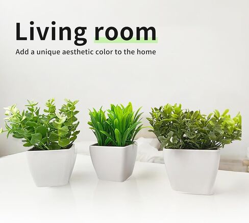 Cutepet 3 PCS النباتات المزيفة الصغيرة ، واقعية مصطنعة مصطنعة مصنفة فو ، داخلي/في الهواء الطلق للمنزل 、 مكتب المكتب والحمام ، أوراق قابلة للتعديل ، خالية من الصيانة in Kuwait