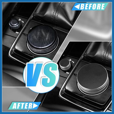 2pcs Multimedia Volume Knob Caps Decals Stickers Covers for Mazda 6 Atenza 2020 2021 2022 Car Interior Gear Shift Gears Panel Decorations Accessories Black Item Replacement in Saudi Arabia