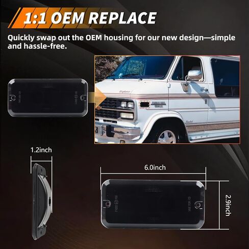 Front + Rear LED Side Marker Light Compatible with Chevy G10 G20 GMC G1500 G2500 Van 1985-1995, P30 P3500 P20 1985-1996, [DOT] Amber/Red LED Sidemarker Lamp, 4 PCS, Smoked Lens in Kuwait