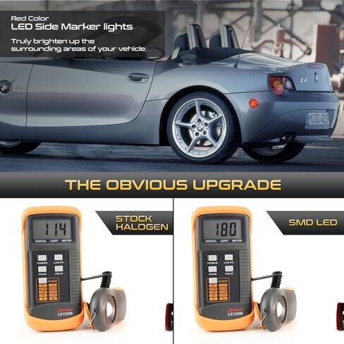 VIPMOTOZ Full LED Strip Side Marker Lights Fender Parking Lamps Compatible With 2003-2008 BMW Z4 E85 E86 Convertible Chrome Housing Smoke Tinted Lens Direct Replacement Left & Right Side Pair Set in Saudi Arabia