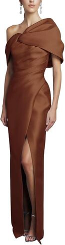 Bedlover One Shoulder Satin Mother of The Bride Dresses Long Slit Formal Evening Party Gowns for Women in Kuwait