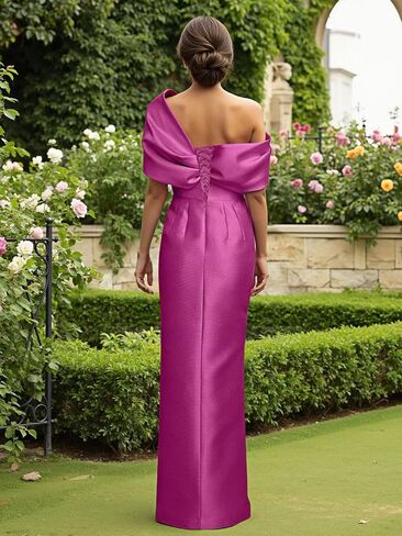 Bedlover One Shoulder Satin Mother of The Bride Dresses Long Slit Formal Evening Party Gowns for Women in Kuwait