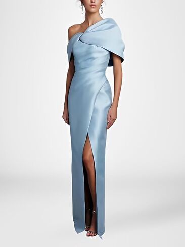 Bedlover One Shoulder Satin Mother of The Bride Dresses Long Slit Formal Evening Party Gowns for Women in Kuwait