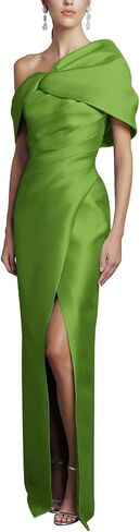 Bedlover One Shoulder Satin Mother of The Bride Dresses Long Slit Formal Evening Party Gowns for Women in Kuwait