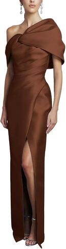 Bedlover One Shoulder Satin Mother of The Bride Dresses Long Slit Formal Evening Party Gowns for Women in Kuwait