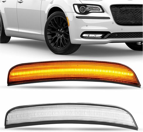HECASA LED Side Marker Lights متوافقة مع 2015-2023 Chrysler 300 استبدال لـ 68214402AD 68214403AD مصابيح وقوف السيارات واضحة الصمامات + LED أصفر أمامي -2pcs in Saudi Arabia