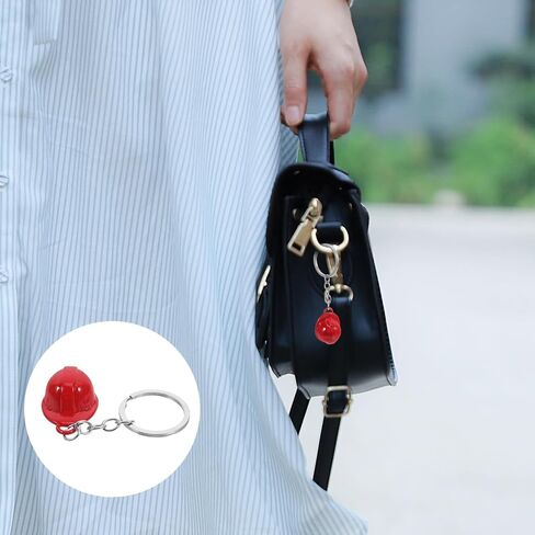 logofun 20 pcs mini keymet keymains smither safety hat key chain chain joolty construction hat keyring for back backpack decorations - red - red in Saudi Arabia