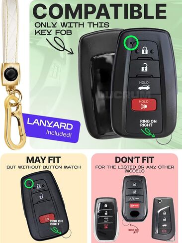 Lucrum for Toyota Camry Key Fob Cover و Ceychain Leather-KeyFob Case for Corolla ، Rav4 ، Avalon ، Prius ، C-HR (2019-2025) in Kuwait
