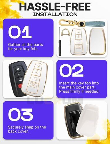 Lucrum for Toyota Camry Key Fob Cover و Ceychain Leather-KeyFob Case for Corolla ، Rav4 ، Avalon ، Prius ، C-HR (2019-2025) in Kuwait