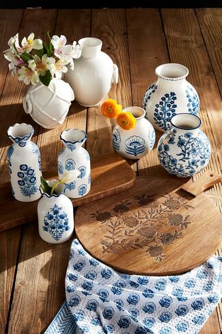 Mud Pie Block Print Bud Vase ، Buti ، 6.75 "× 3.25" in Saudi Arabia