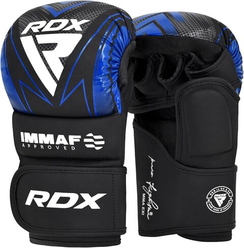 RDX IMMAF Approved Sparring Grappling Gloves, Professional Grade Hybrid Design for Competition Level and Training, Ventilated Open Palm, Adjustable Wrist Straps, Martial Arts Muay Thai, Men Women in Saudi Arabia