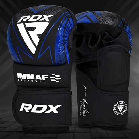 RDX IMMAF Approved Sparring Grappling Gloves, Professional Grade Hybrid Design for Competition Level and Training, Ventilated Open Palm, Adjustable Wrist Straps, Martial Arts Muay Thai, Men Women in Saudi Arabia