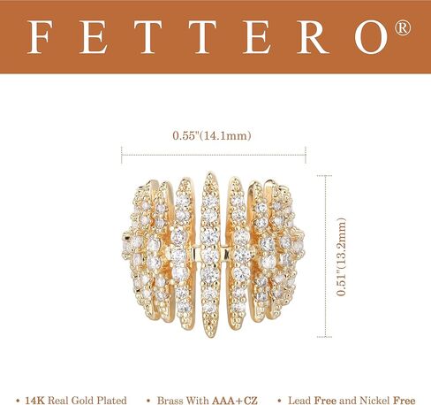 FETTERO Ear Cuffs for Women Non Piercing 14K Gold Plated Minimalist Ear Cuff Earrings Clip On Cartilage Cuff Earrings Cubic Zirconia Wrap Earrings in Kuwait