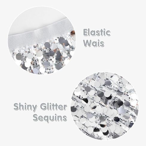 DAXIANG Girls Sparkly Sequin A Line Skirt Kids Elastics Waist Shiny Skirt with Built in Shorts for Party Birthday 5-12 Years in Kuwait