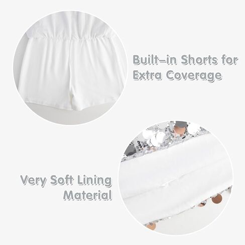 DAXIANG Girls Sparkly Sequin A Line Skirt Kids Elastics Waist Shiny Skirt with Built in Shorts for Party Birthday 5-12 Years in Kuwait