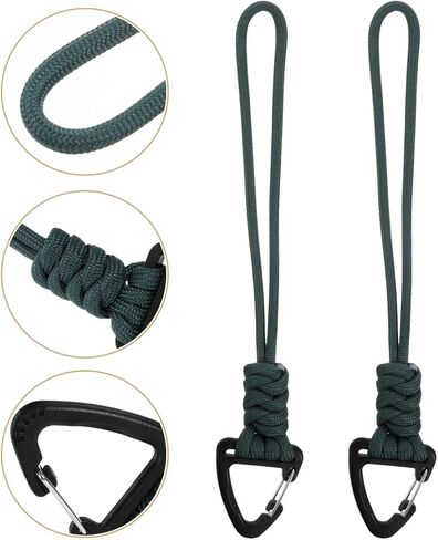 HANABASS 2 قطعة حبل Paracords، حلقة تسلق المفاتيح الحبل شماعات سلسلة المفاتيح الحبل حزام المعصم المظلة حبل D-قفل كيرينغ in Kuwait