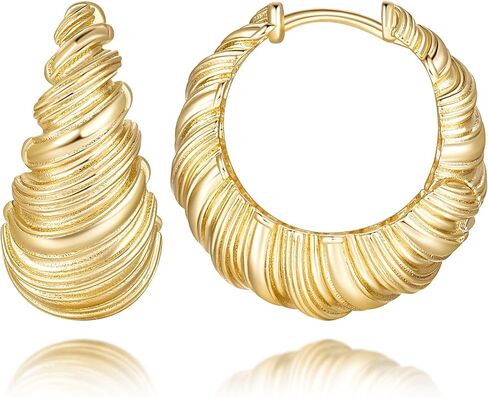 أقراط ذهبية 14K للنساء الأقراط للنساء تتجه في تصميم كرواسان مستوحى من الكرواس in Kuwait