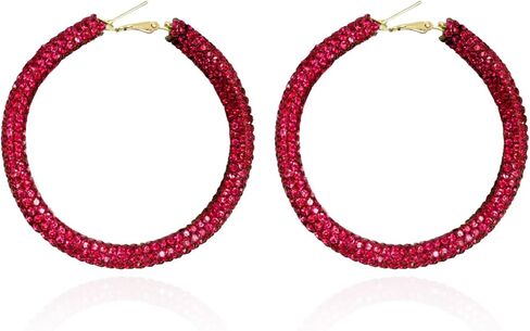 Rhinestone Hoop Earrings Trendy Earrings for Women 2025 Prom Dresses 2025 Big/Large Hoop Earrings Sparkly Glitter Hoops Earring Wedding Prom Formal Jewelry Gifts in Kuwait