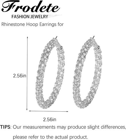Rhinestone Hoop Earrings Trendy Earrings for Women 2025 Prom Dresses 2025 Big/Large Hoop Earrings Sparkly Glitter Hoops Earring Wedding Prom Formal Jewelry Gifts in Kuwait