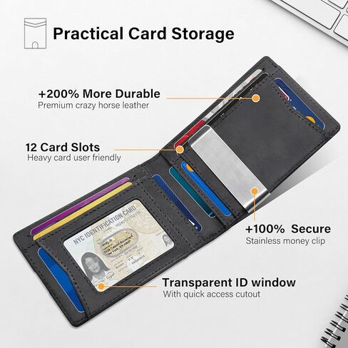 Wallet for Samsung Galaxy SmartTag2, Cash Pocket Version, RFID Blocking Genuine Leather Bifold Wallet With Gift Box (Not Include Tracker) in Kuwait