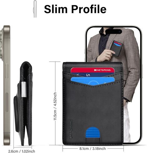 Wallet for Samsung Galaxy SmartTag2, Cash Pocket Version, RFID Blocking Genuine Leather Bifold Wallet With Gift Box (Not Include Tracker) in Kuwait