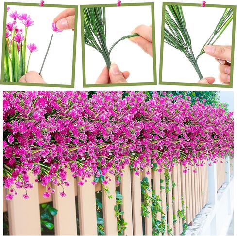 Hoteam 50 Bundles Outdoor Artificial Flowers Plants Uv Resistant Outside Faux Flowers Plastic Fake Plants Outdoor Summer Fall Seasons Decoration Shrubs Garden Porch Box, Orange in Saudi Arabia