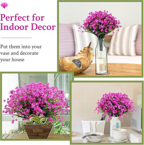 Hoteam 50 Bundles Outdoor Artificial Flowers Plants Uv Resistant Outside Faux Flowers Plastic Fake Plants Outdoor Summer Fall Seasons Decoration Shrubs Garden Porch Box, Orange in Saudi Arabia