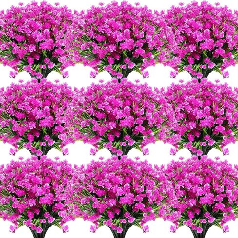 Hoteam 50 Bundles Outdoor Artificial Flowers Plants Uv Resistant Outside Faux Flowers Plastic Fake Plants Outdoor Summer Fall Seasons Decoration Shrubs Garden Porch Box, Orange in Saudi Arabia
