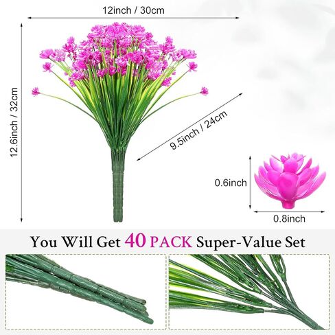 Hoteam 50 Bundles Outdoor Artificial Flowers Plants Uv Resistant Outside Faux Flowers Plastic Fake Plants Outdoor Summer Fall Seasons Decoration Shrubs Garden Porch Box, Orange in Saudi Arabia
