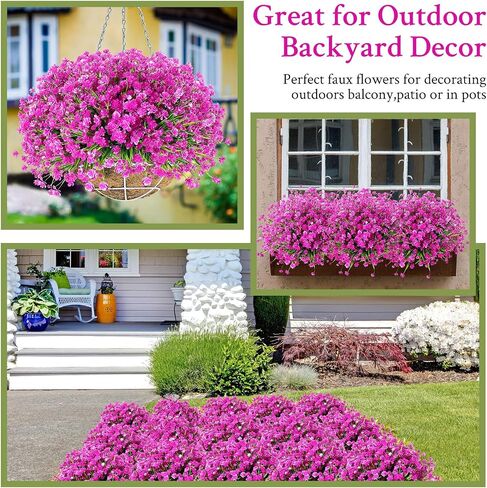 Hoteam 50 Bundles Outdoor Artificial Flowers Plants Uv Resistant Outside Faux Flowers Plastic Fake Plants Outdoor Summer Fall Seasons Decoration Shrubs Garden Porch Box, Orange in Saudi Arabia