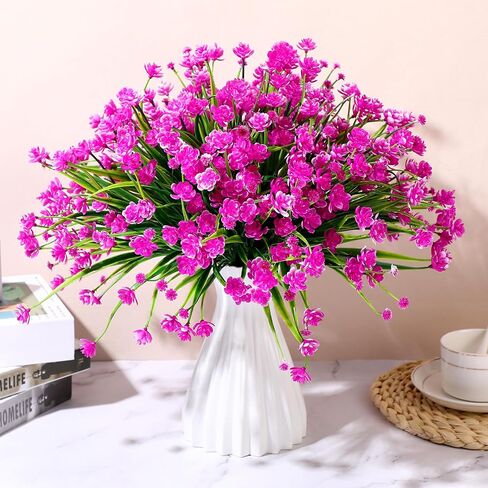Hoteam 50 Bundles Outdoor Artificial Flowers Plants Uv Resistant Outside Faux Flowers Plastic Fake Plants Outdoor Summer Fall Seasons Decoration Shrubs Garden Porch Box, Orange in Saudi Arabia
