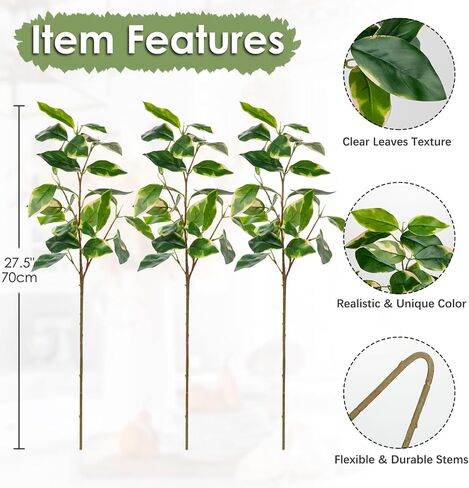 Oairse 2 Bundles Artificial Greenery Stems Faux Pothos Stems and Branches for Vase Fake Shrubs Bush Spring Greenery Picks for Centerpiece for Farmhouse Home Garden Patio Backyard Indoor Outdoor Decor in Saudi Arabia