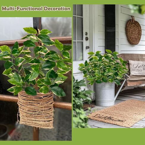 Oairse 2 Bundles Artificial Greenery Stems Faux Pothos Stems and Branches for Vase Fake Shrubs Bush Spring Greenery Picks for Centerpiece for Farmhouse Home Garden Patio Backyard Indoor Outdoor Decor in Saudi Arabia