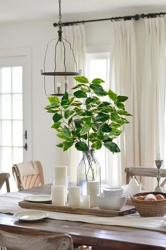 Oairse 2 Bundles Artificial Greenery Stems Faux Pothos Stems and Branches for Vase Fake Shrubs Bush Spring Greenery Picks for Centerpiece for Farmhouse Home Garden Patio Backyard Indoor Outdoor Decor in Saudi Arabia