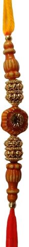 S & S GARMENT ENTERPRISES Beautiful Brown Beads Rakhi With Yellow & Red Threads For Raksha Bandhan Festival for Brother Set of 6 in Saudi Arabia