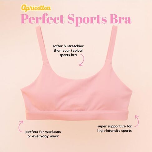 High Impact Sports Bra | Pink Sports Bra Designed For Pre-Teen Girls | Breathable Fabric, Adjustable Straps & Cups in Saudi Arabia