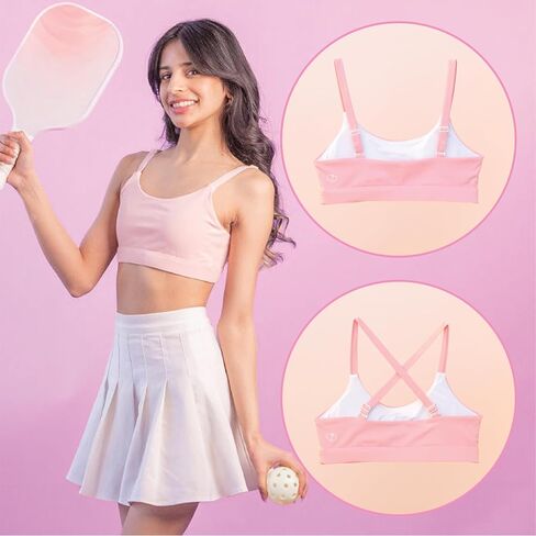 High Impact Sports Bra | Pink Sports Bra Designed For Pre-Teen Girls | Breathable Fabric, Adjustable Straps & Cups in Saudi Arabia